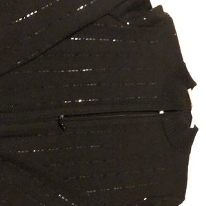 Knit boomers jacket style with rows of black sequins